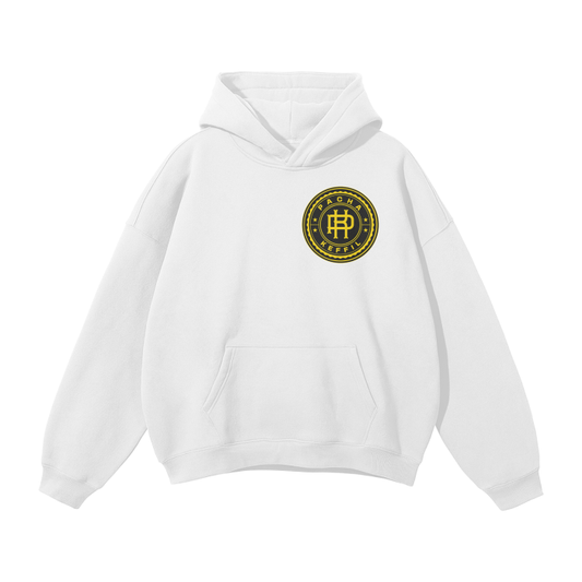 White Unisex Oversized Solid Color Fleece Hoodie